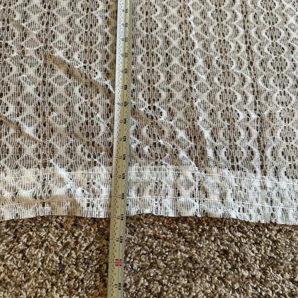 2 Vintage Curtain Panels Unisex 57x78 White Lace Sheer Geometric